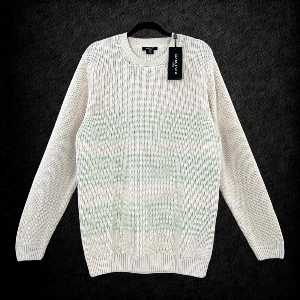 $130‎ Marciano Guess Womens Tunic Sweater XXL Creme/Pistachio Stripes Italy Made